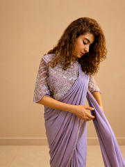 Kiran Raj Lavender Drape Saree