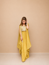 Kiran Raj Mustard Muse Half Drape Saree