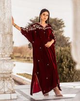 Maroon Velvet-Kaftan
