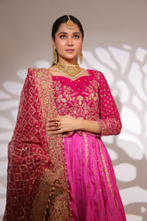 Fuchsia Pink Pannel Style Lehnga