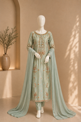 Ice Blue LAMA Tissue Heavy Formal Shirt with Trousers & Silk