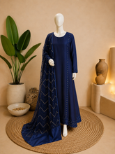 Blue Tissue Silk Embroidered Shirt with Dupatta | Sleeks by Ali Zain