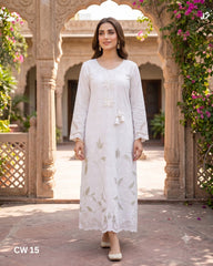 Teeja Dhariwal CW 15 White Chicken Lawn Single Shirt