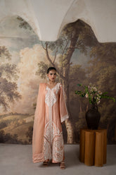 Coral pink embroidered