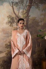 Coral pink embroidered