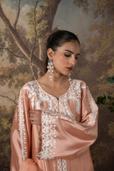 Coral pink embroidered