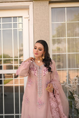 Tea pink raw silk outfit