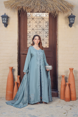 Grey Elegant Embroidered Dress