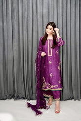 Handworked outfit and worked pants crushed silk dupatta