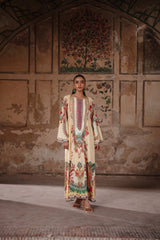 Beige crape silk Kaftan
