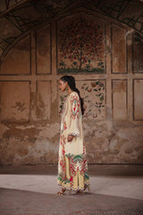 Beige crape silk Kaftan