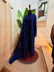 Blue Tissue Silk Embroidered Shirt with Dupatta | Sleeks by Ali Zain