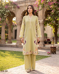 Teeja Dhariwal Light Green Embroidered Lawn 2 Piece Suit | Multi Machine Work