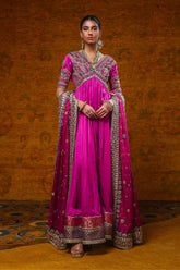 Magenta Frock With Dupatta - 2 PC