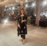 NAVY BLUE VELVET OUTFIT: 3PC