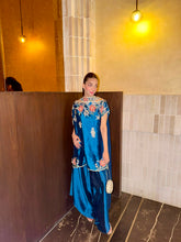 Kian – Sapphire Blue Off-Shoulder Embroidered Suit | Muntaha By Shanzay Fahad