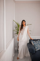 White Silk Drape Outfit