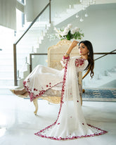 Ivory Rosette CBR 204 white embroidered paper lawn 3 piece suit by Celine by Rumi available at Labels Islamabad