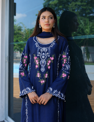 Noor-e-Navy CBR 207 navy blue embroidered 3 piece suit by Celine by Rumi available at Labels Islamabad