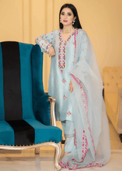 Baby blue raw silk outfit 3pcs