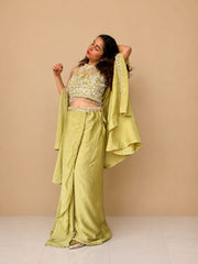 Kiran Raj Sage Green Half Drape Saree