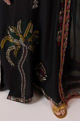 Suraya – Black Khaadi Silk Kaftan | Muntaha By Shanzay Fahad