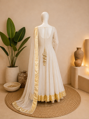 Gold Kundan Zari Mukesh Kalidar Frock | Sleeks by Ali Zain