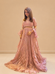 Kiran Raj Blush Crinkle Tissue Lehenga Choli