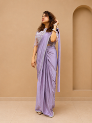 Kiran Raj Lavender Drape Saree