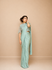 Kiran Raj Pastel Green Drape Saree