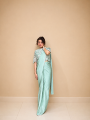 Kiran Raj Pastel Green Drape Saree