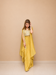 Kiran Raj Mustard Muse Half Drape Saree