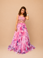Kiran Raj Floral Pink Lehenga Choli | Pakistani Designer Wear