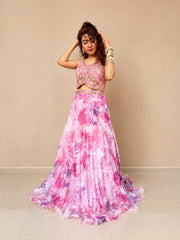 Kiran Raj Floral Pink Lehenga Choli | Pakistani Designer Wear
