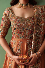 Burnt Orange Tissue Pashwas with Jamawar Atlas Sharara