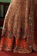 Gold Pure Tissue Bridal Peshwas