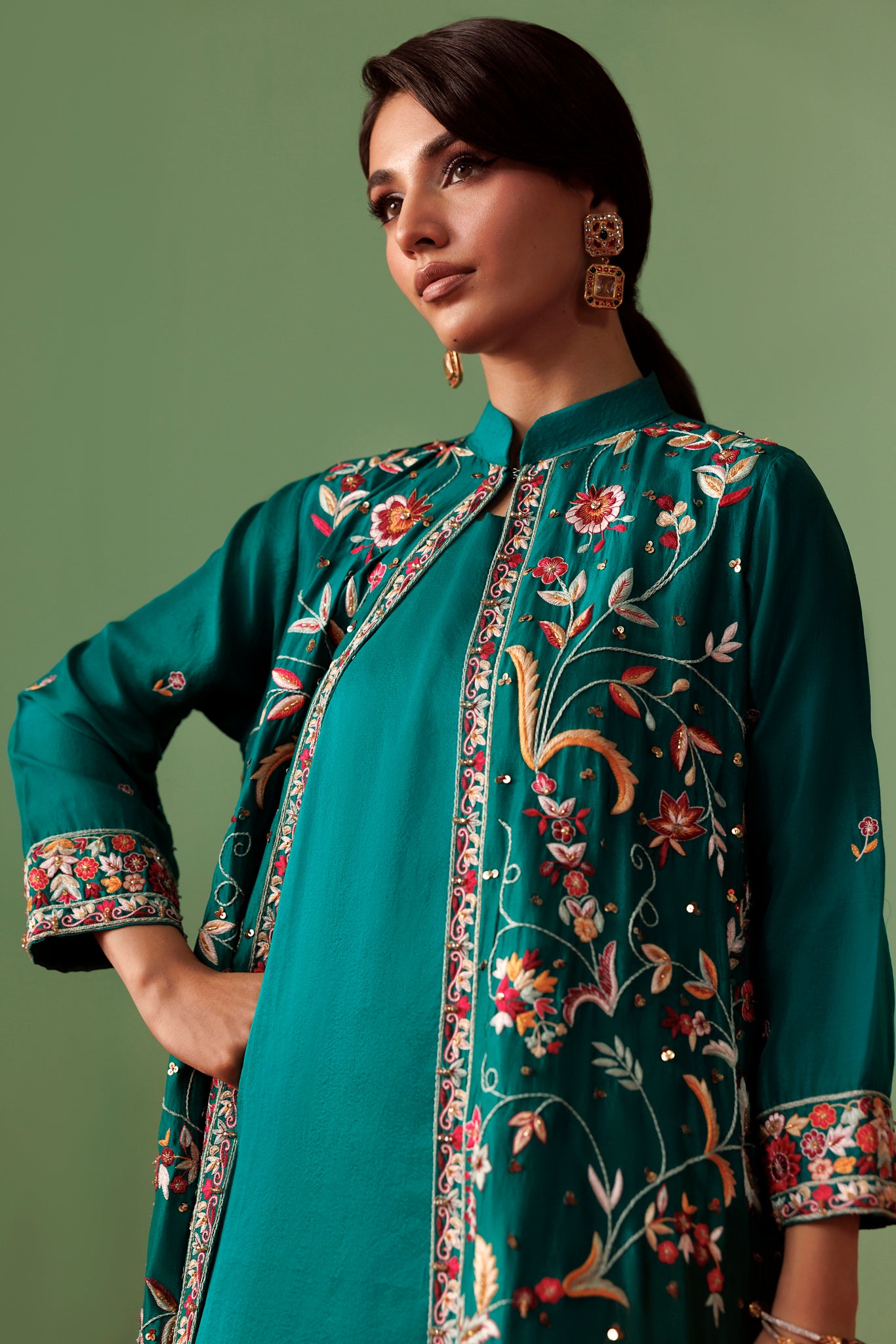 Sea Green rawsilk outfit