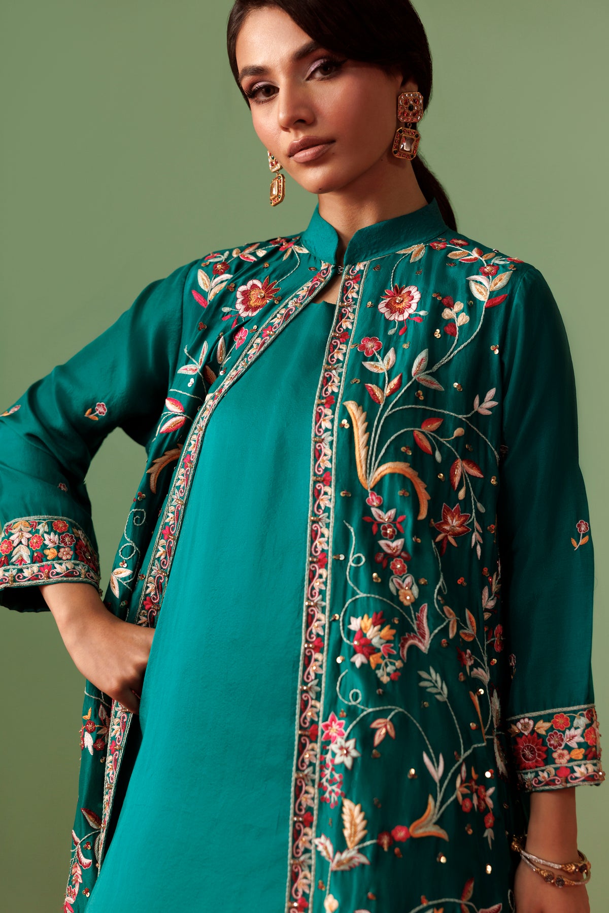 Sea Green rawsilk outfit
