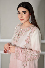 Tea Pink Raw Silk Outfit .