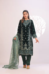 Emerald Green & Sky Blue Velvet