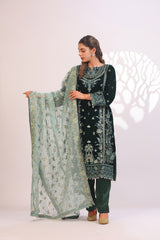 Emerald Green & Sky Blue Velvet