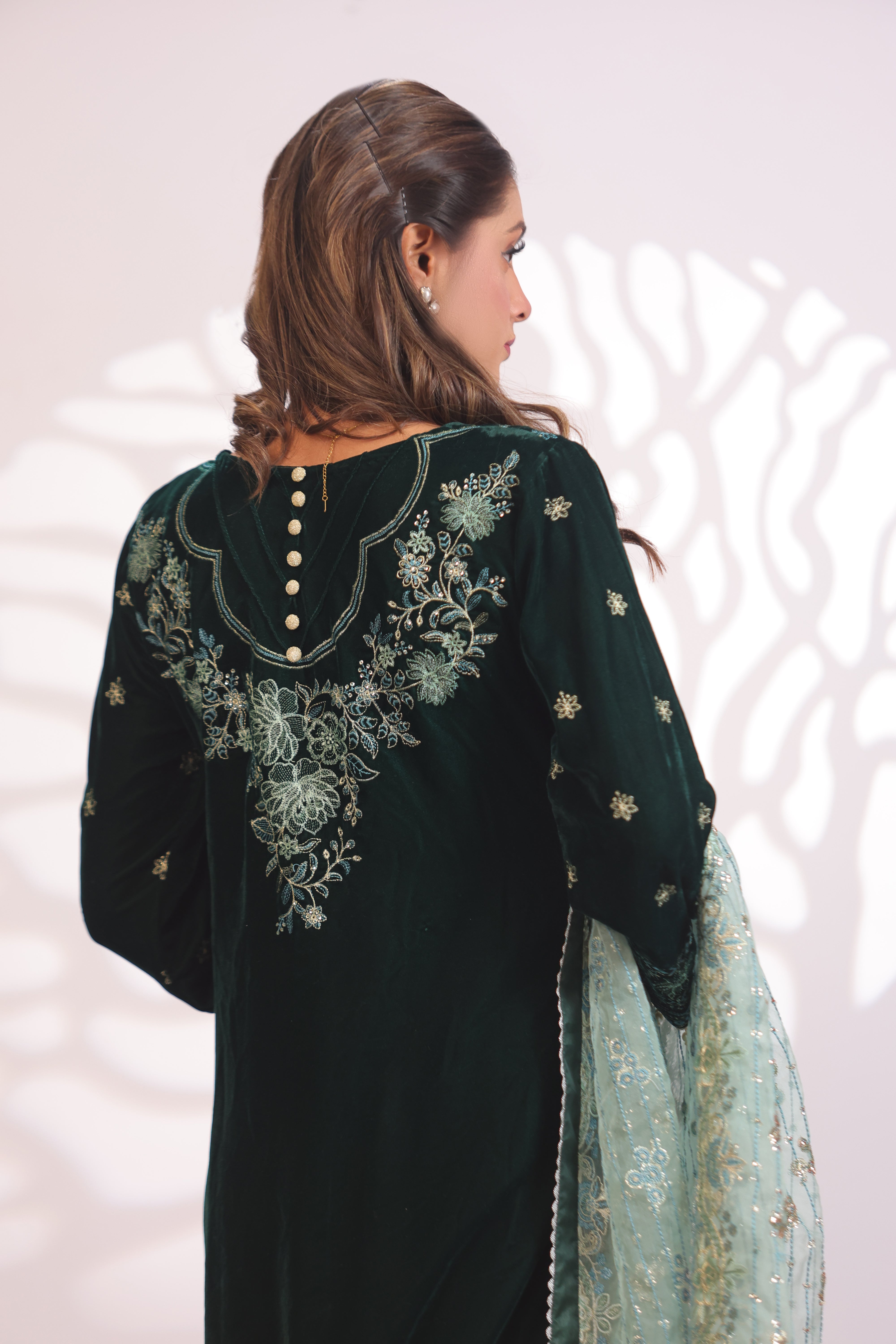 Emerald Green & Sky Blue Velvet