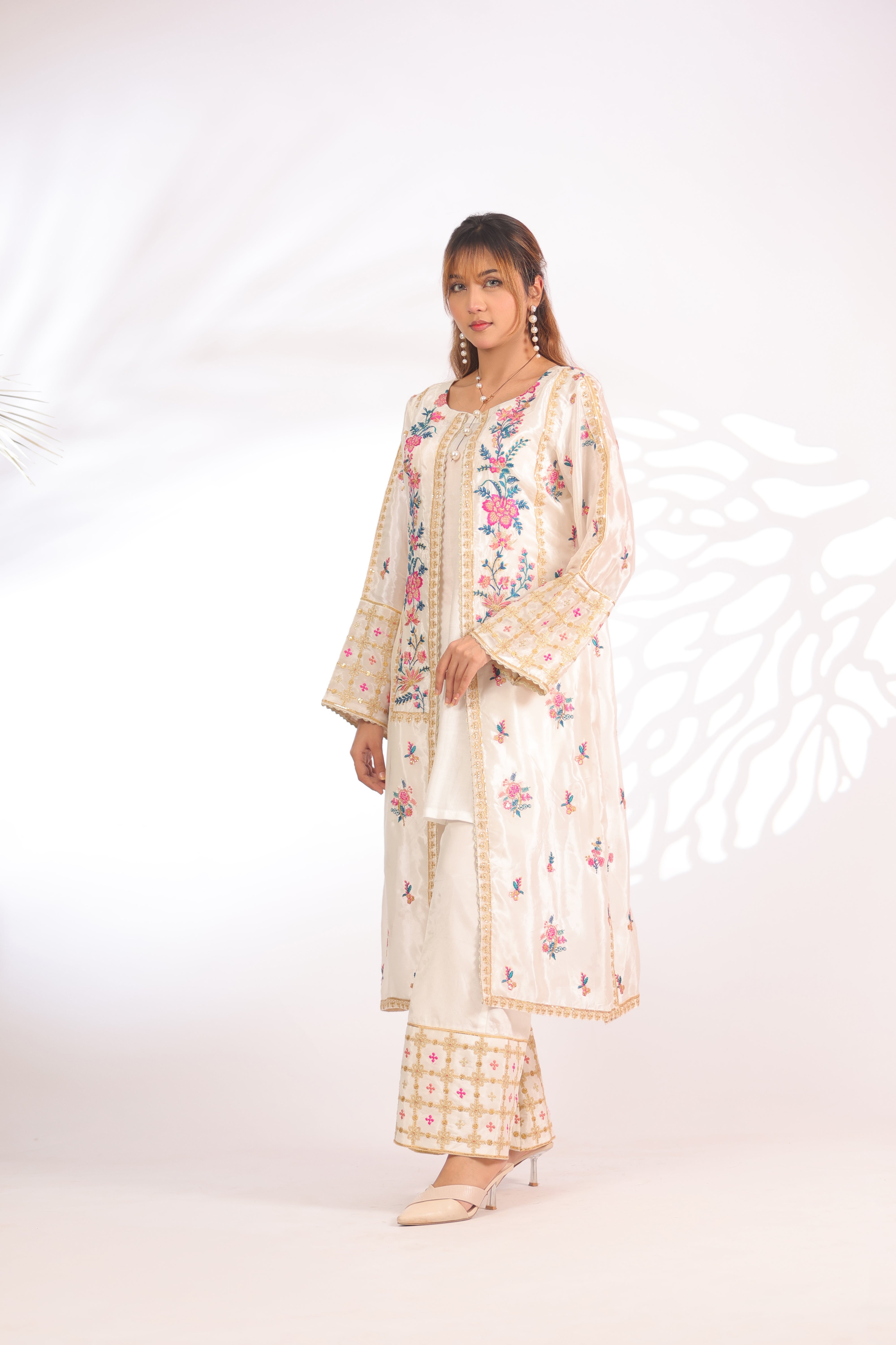 Off-White Silk - Embroidered