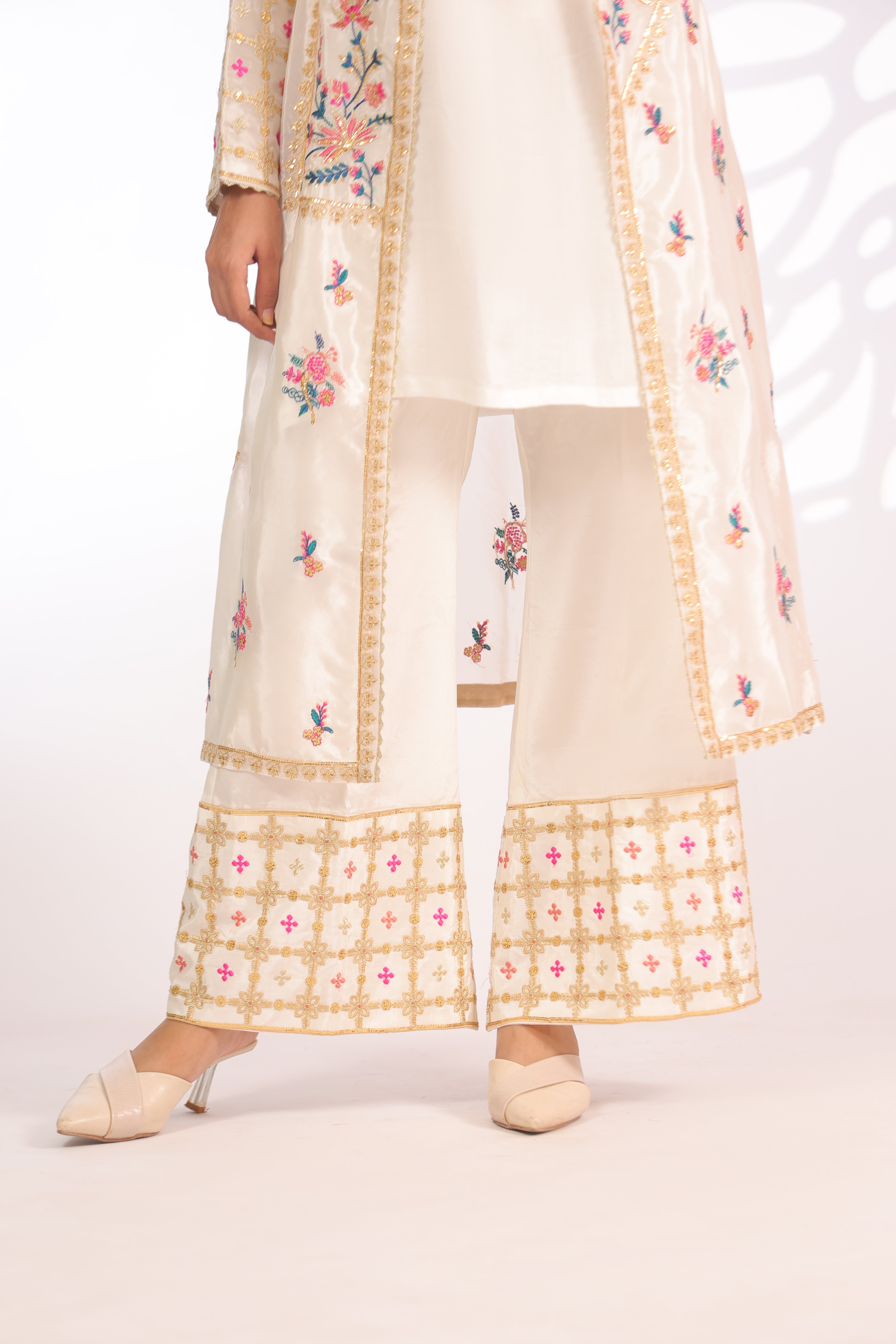 Off-White Silk - Embroidered