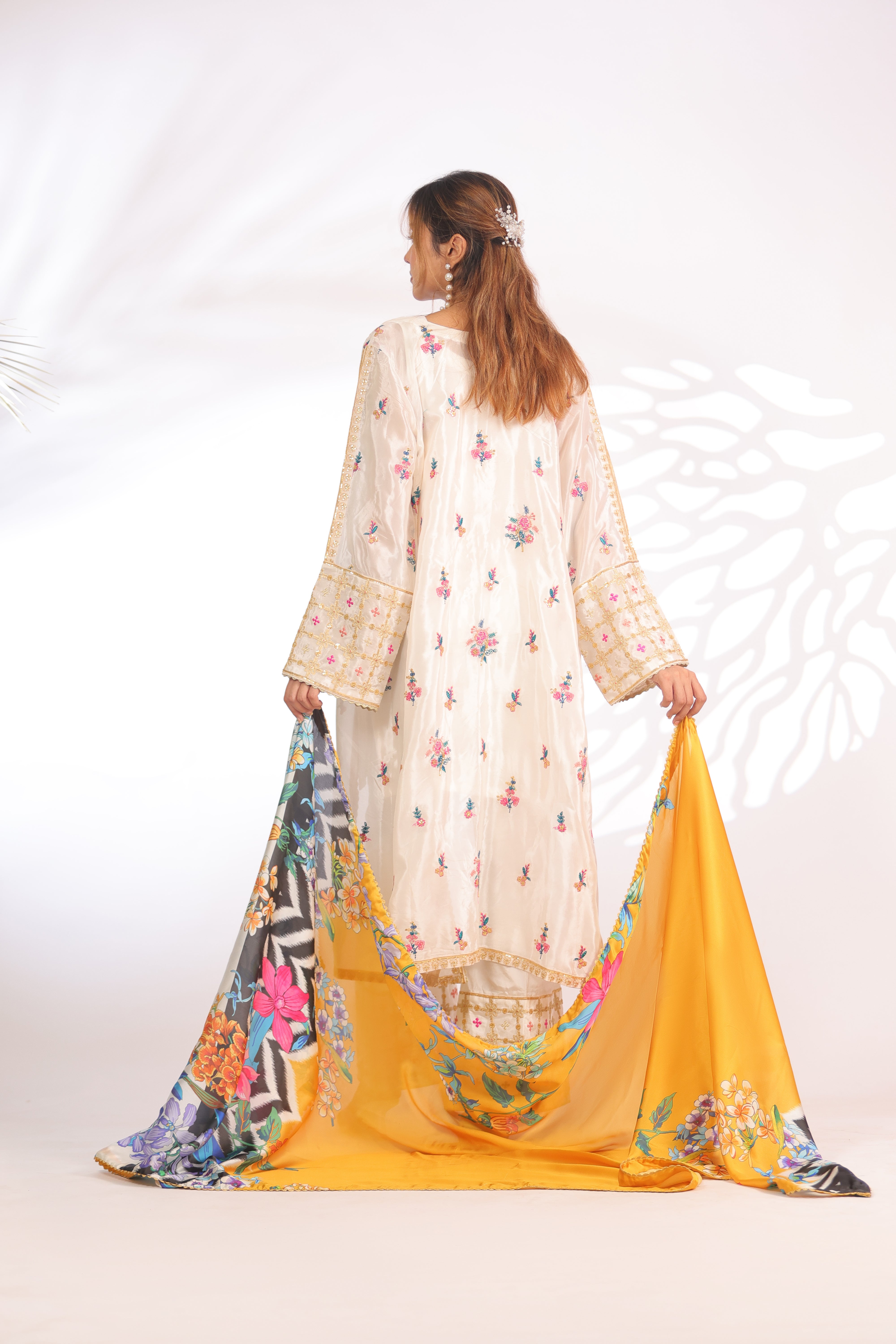 Off-White Silk - Embroidered