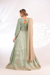 Sea Green & Beige-Pannel Style Maxi