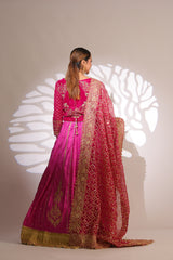 Fuchsia Pink Pannel Style Lehnga
