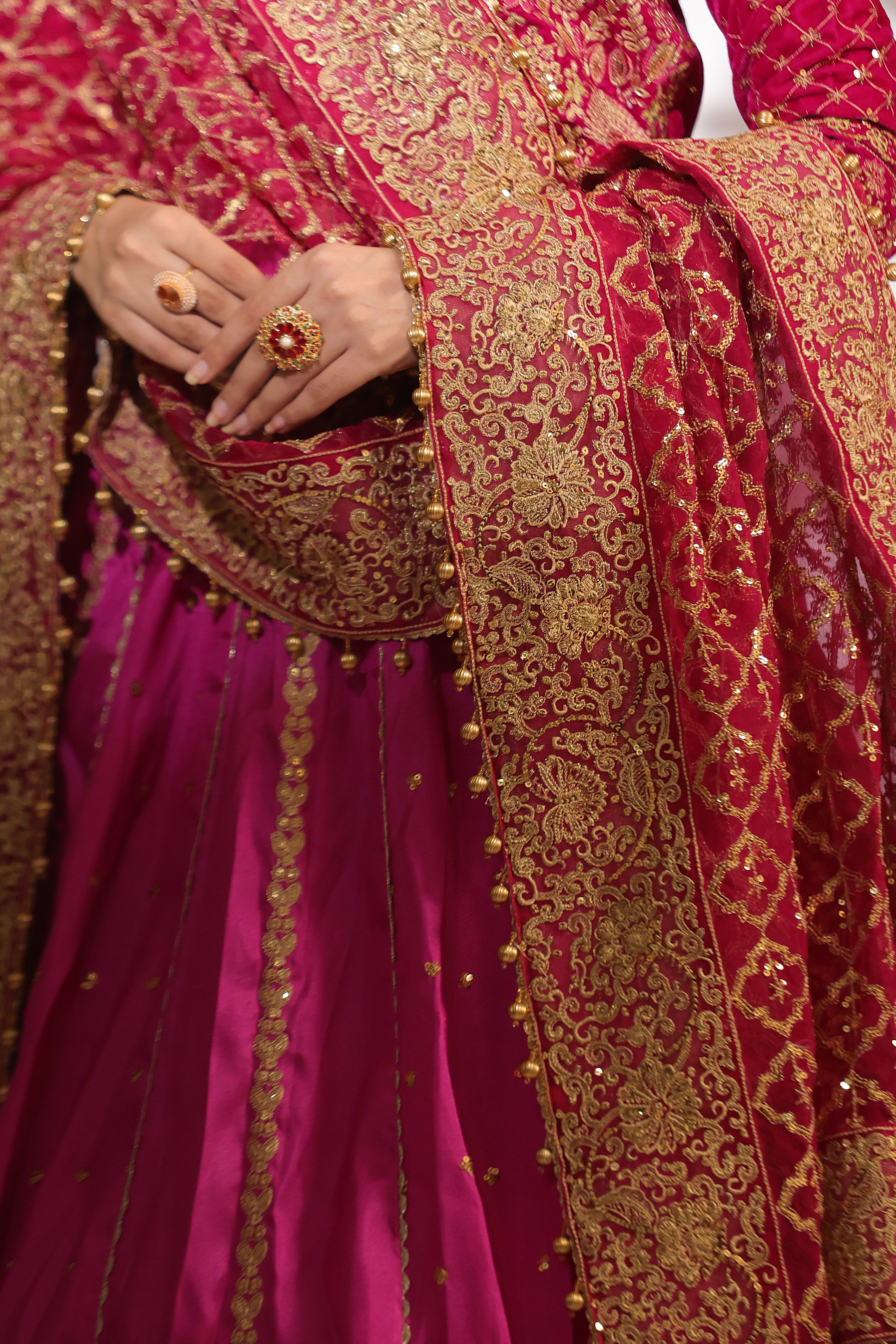 Fuchsia Pink Pannel Style Lehnga