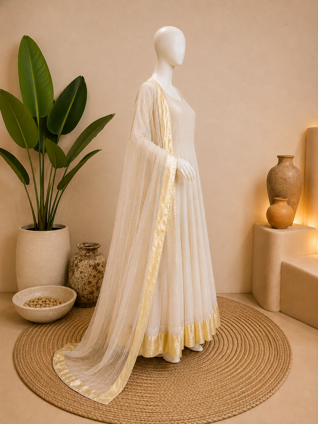 Gold Kundan Zari Mukesh Kalidar Frock | Sleeks by Ali Zain