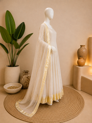 Gold Kundan Zari Mukesh Kalidar Frock | Sleeks by Ali Zain